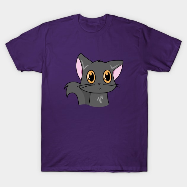 Cute Grey Cat With Orange Eyes T-Shirt by Cheesy Pet Designs